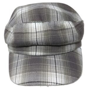 Pugs Gear Army Cap Gray White Black One Size Plaid Pattern Elastic Back Hat